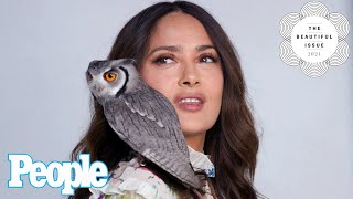 Salma Hayek Shares Her Nighttime Routine w Her Pet Rescue Owl  Beautiful Issue 2021  PEOPLE [upl. by Cleodell55]