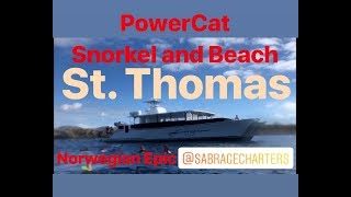 St Thomas PowerCat Snorkel and Beach Norwegian Epic Sabrage Charters [upl. by Ettennahs]