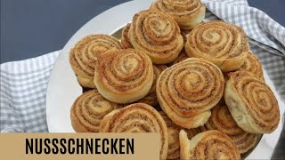 Nussschnecken Rezept selber machen  Nussfüllung für Hefeschnecken  Hefekuchen mit Nussfüllung [upl. by Olin407]