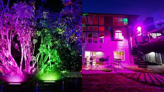 SHOPLED 2 Pack 100W RGB LED Flood Light Bluetooth Smart Outdoor Color Changing Led Floodlights [upl. by Stryker798]