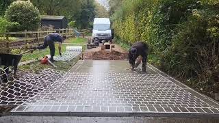 wet cast spray on stencil driveway apron [upl. by Llenart912]