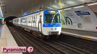 Pyramides  Line 7  Paris métro  RATP MF77 [upl. by Atsyrhc]