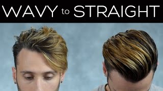 CurlyWavy to Straight  Hair Styling Tutorial  Mens Hair 2017 [upl. by Ecinaj]