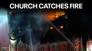 Fire at historic Baptist church in Philly [upl. by Arza]