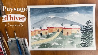 PAYSAGE d’hiver à l’aquarelle ❄️ [upl. by Anahsar]