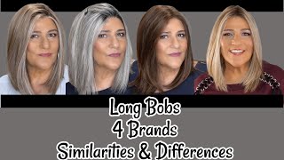 4 LONG BOBS  4 BRANDS  Similarities and Differences Wig Review [upl. by Gilson]