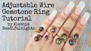 Adjustable Wire Gemstone Ring Tutorial [upl. by Ion232]