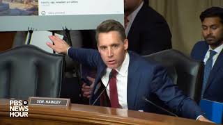 WATCH Sen Josh Hawley and DHS head Mayorkas argue over antiSemitism claims during Senate hearing [upl. by Eynahpets576]