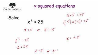 X Squared Equations  Corbettmaths [upl. by Lietman]