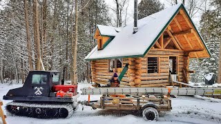 Stranded with my Snowcat Thrown Track  Ep77  Outsider Log Cabin [upl. by Rokach]