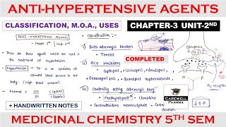 Antihypertensive agents complete  Chapter 3 Unit 2  medicinal chemistry 5th semester [upl. by Ennad]