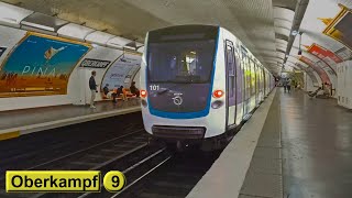 Oberkampf  Line 9  Paris métro  RATP MF01 [upl. by Aitnecserc]