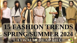 15 fashion TRENDS SpringSummer 2024 catwalk and real life [upl. by Idolem]