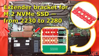 Install Extender Bracket M2 NVMe SSD 2230 to 2280  Dell G5 SE 15 5505 [upl. by Airottiv919]