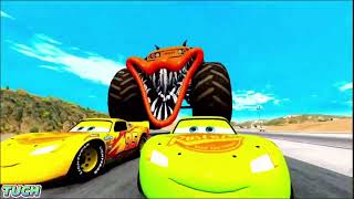 Epic Escape Lightning Mcqueen 🆚 All Big Giant Monster Mutant Cars Eater  Coffin Dance Song COVER [upl. by Alleusnoc]