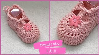 Sapatinho de crochê para bebê menina 👧 [upl. by Hutt]