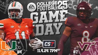 College Football 25 4 Miami vs 7 Virginia Tech Week 13 CS7  CPU vs CPU Dynasty [upl. by Moretta]