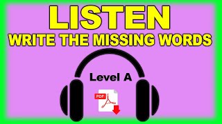 Dictation Exercise  Listen and write PDF  Level A  Easy English Lesson [upl. by Alain]