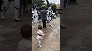 Young Padawan’s Faceoff With Stormtroopers at Galaxy’s Edge [upl. by Aleahc]