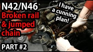 Putting camshaft back in timing  BMW N42N46 Chain Rail Replacement PART 2 [upl. by Theone876]