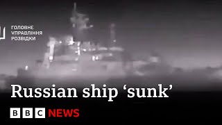 Russian landing ship Caesar Kunikov sunk off Crimea says Ukraine  BBC News [upl. by Ligriv]