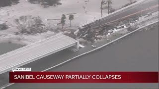 Aerial footage of Sanibel Causeway collapse [upl. by Norvol49]