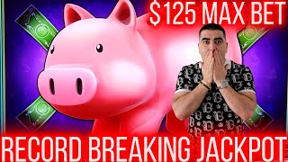 Las Vegas BIGGEST JACKPOT On Piggy Bankin Slot Machine [upl. by Cantlon925]