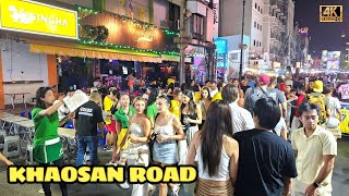 Khaosan Road at Night The Wildest Party Street in Bangkok  Bangkok Thailand  4K [upl. by Elita432]