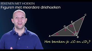 Rekenen met hoeken in figuren met meerdere driehoeken havovwo 1  WiskundeAcademie [upl. by Yeldahc]