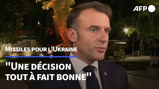 Ukraine Macron salue la décision américaine dautoriser les frappes en profondeur  AFP Extrait [upl. by Cordle]