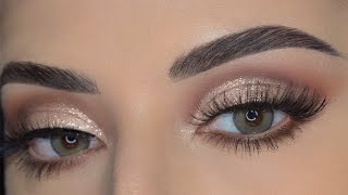 ✨ مكياج بني وذهبي يناسب العيون الغائرة Brown and gold makeup [upl. by Rednaxela]