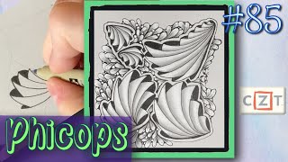 PHICOPS  Easy Zentangle ® Patterns  Day 85  100 Days of Zentangle 2020 [upl. by Schram]