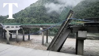 At least 11 dead as bridge collapses in China [upl. by Atinuhs]