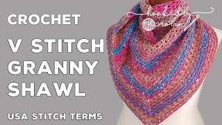 Crochet V Stitch Granny Triangle Shawl SUPER FAST [upl. by Droc343]