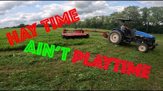 Cutting Hay with a New Holland H7220 discbine [upl. by Adnolaj325]