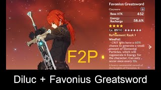 F2P How to defeat Cryo Regisvine with Diluc  Favonius Greatsword [upl. by Amanda]