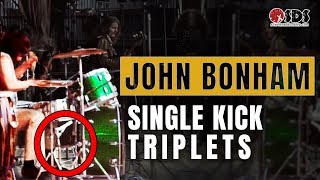 John Bonham Single Bass Drum Triplets  John Bonham Drum Lesson [upl. by Ataliah]