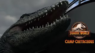 EXTENDED SEASON 4 CLIP MOSASAURUS CHASES THE BOAT  Camp Cretaceous Season 4 [upl. by Fujio]