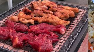 GRILLING and BBQ on JAPANESE KONRO GRILL amp BINCHOTAN CHARCOAL For The First Time  HIBACHI BBQ [upl. by Enytnoel]