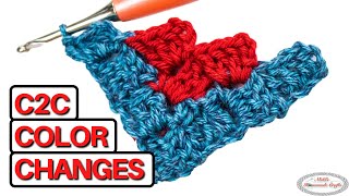 How to CHANGE COLORS in CORNER TO CORNER CROCHET C2C  5 TIPS [upl. by Agretha44]