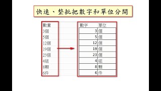 Excel 將數字和單位分成兩欄。使用excel函數 [upl. by Zirtaeb]