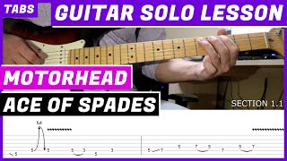 Motorhead  Ace Of Spades  GUITAR SOLO LESSON  GUITAR TAB  TUTORIAL 12 [upl. by Zigrang]