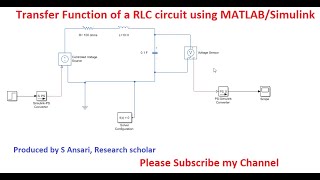 Transfer Function of a RLC circuit using MatlabSimulink [upl. by Laro]