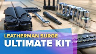 Leatherman Surge Ultimate organizer and kit ratchet socket set bit kit measuring tape [upl. by Lalaj]