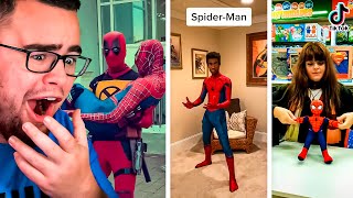 Reacting to SPIDERMAN TIK TOK Videos [upl. by Ahcsrop]