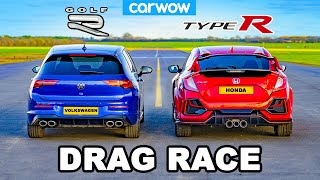 VW Golf R v Civic Type R  DRAG RACE [upl. by Ydoj882]