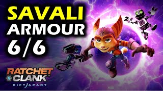 Savali All 6 Armour Location  Ratchet amp Clank Rift Apart Collectibles Guide [upl. by Aikemit110]