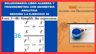 Ejercicio 36 resuelto sección 14 libro algebra y trigonometria con geometria analitica [upl. by Llorrac]