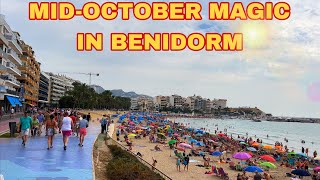 MidOctober Magic at Benidorm Poniente Beach A Vibrant Saturday Walking Tour 🌞 [upl. by Grosz485]