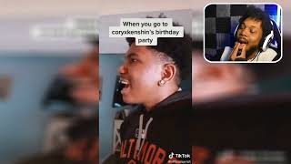 coryxkenshin watching a tiktok quotwhen you go to coryxkenshins birthday partyquot [upl. by Elissa]